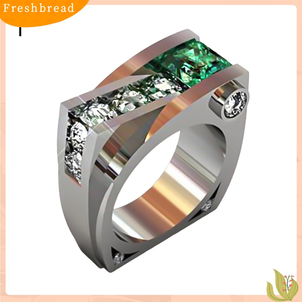 < Freshbread > Wanita Retro Berlian Imitasi Hias Bentuk Geometris Jari Cincin Hadiah Perhiasan Pernikahan