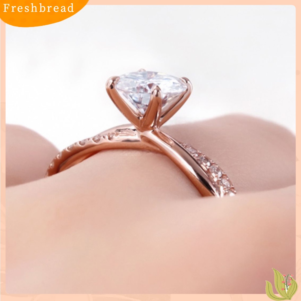 &lt; Freshbread &gt; Wanita Bulat Berlian Imitasi Bertatahkan Twist Jari Cincin Pernikahan Pertunangan Perhiasan Hadiah