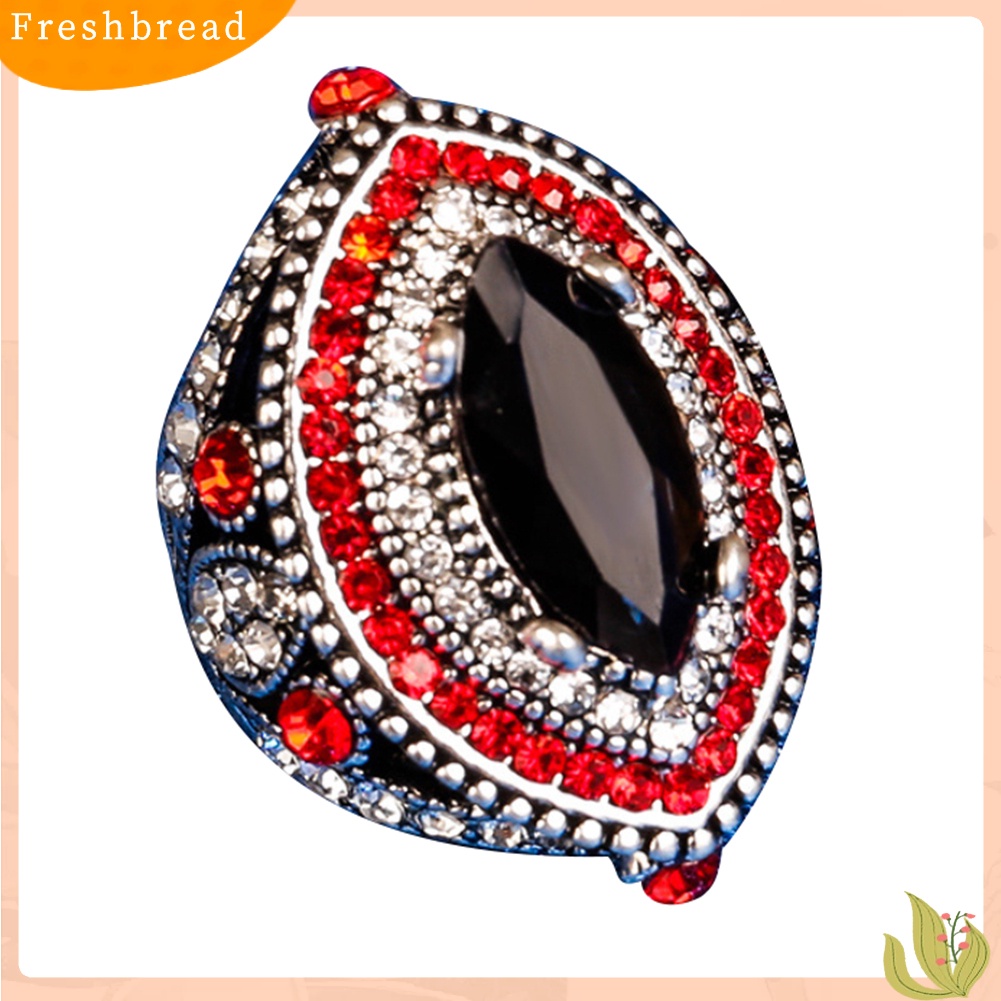 &lt; Freshbread &gt; Mewah Marquise Cut Colorful Berlian Imitasi Bertatahkan Wanita Jari Cincin Perhiasan Pesta