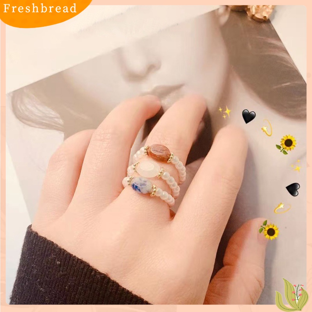 &lt; Freshbread &gt; Wanita Manik-Manik Mutiara Imitasi Aksesori Perhiasan Cincin Jari Sederhana