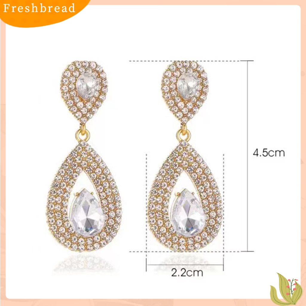 &lt; Freshbread &gt; 1pasang Anting Menjuntai Berlian Imitasi Mengkilap Hias Berlebihan Berkilau Geometris Hias Hadiah Wanita Tetesan Air Liontin Stud Earrings Perhiasan Untuk Perjamuan