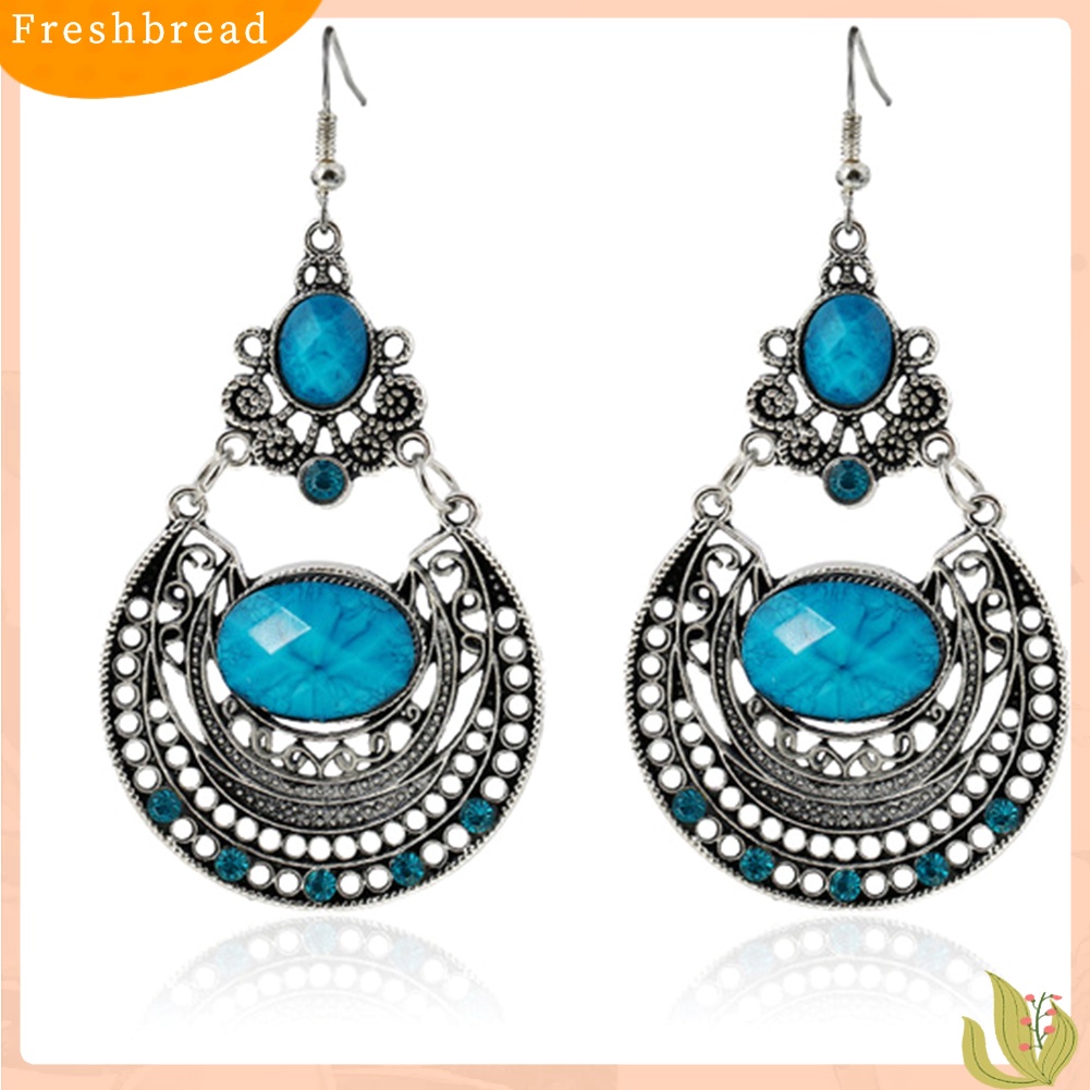 < Freshbread > Bohemia Lady Berongga Berlian Imitasi Hias Menjuntai Kait Anting Pesta Perjamuan Perhiasan