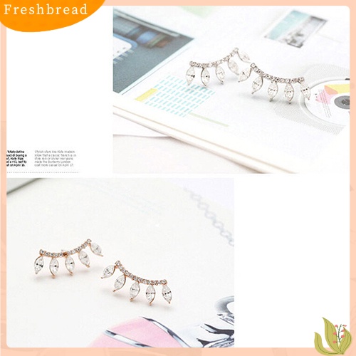 &lt; Freshbread &gt; Fashion Perak Disepuh Marquise Cut Berlian Imitasi Mahkota Telinga Menyapu Pejantan Anting