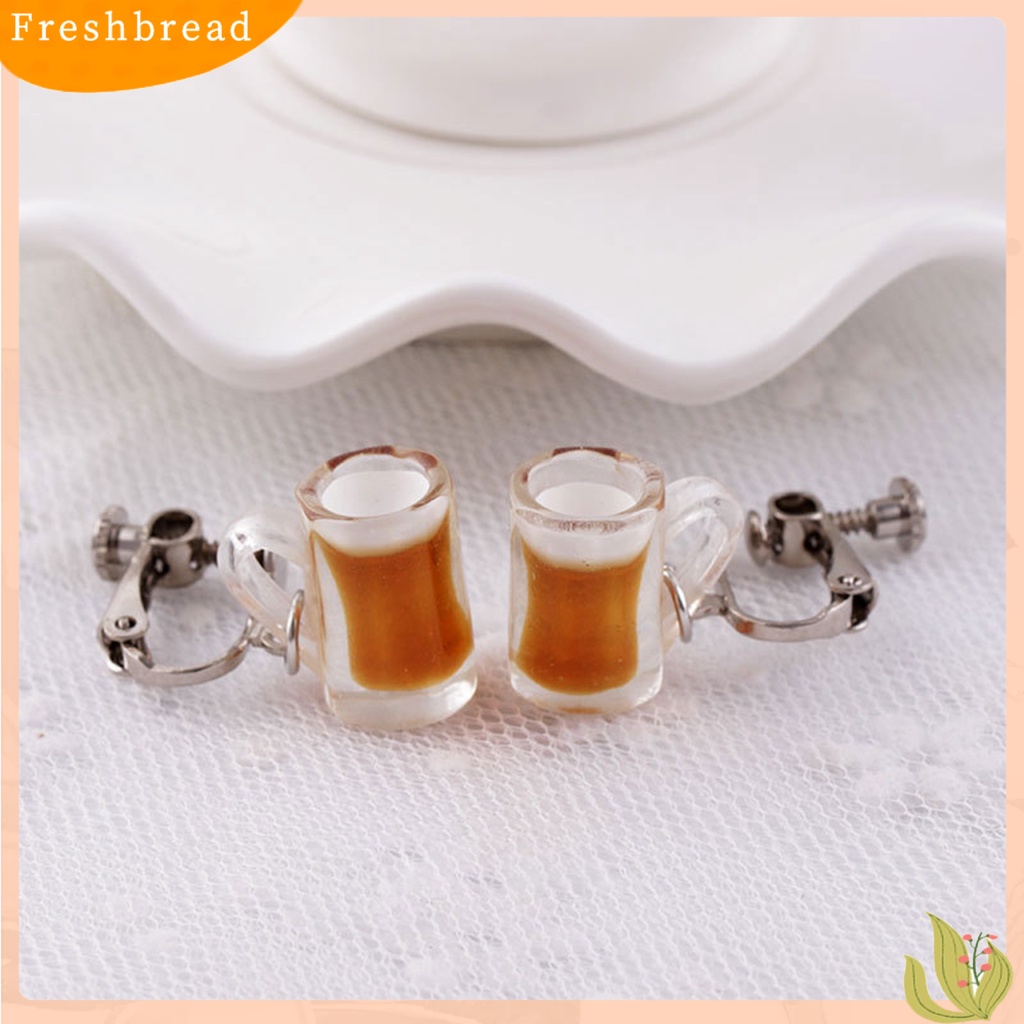 &lt; Freshbread &gt; 1pasang Anting Drop Hidup Lucu Paduan Botol Minum Liontin Klip Kait Anting Perhiasan Fashion