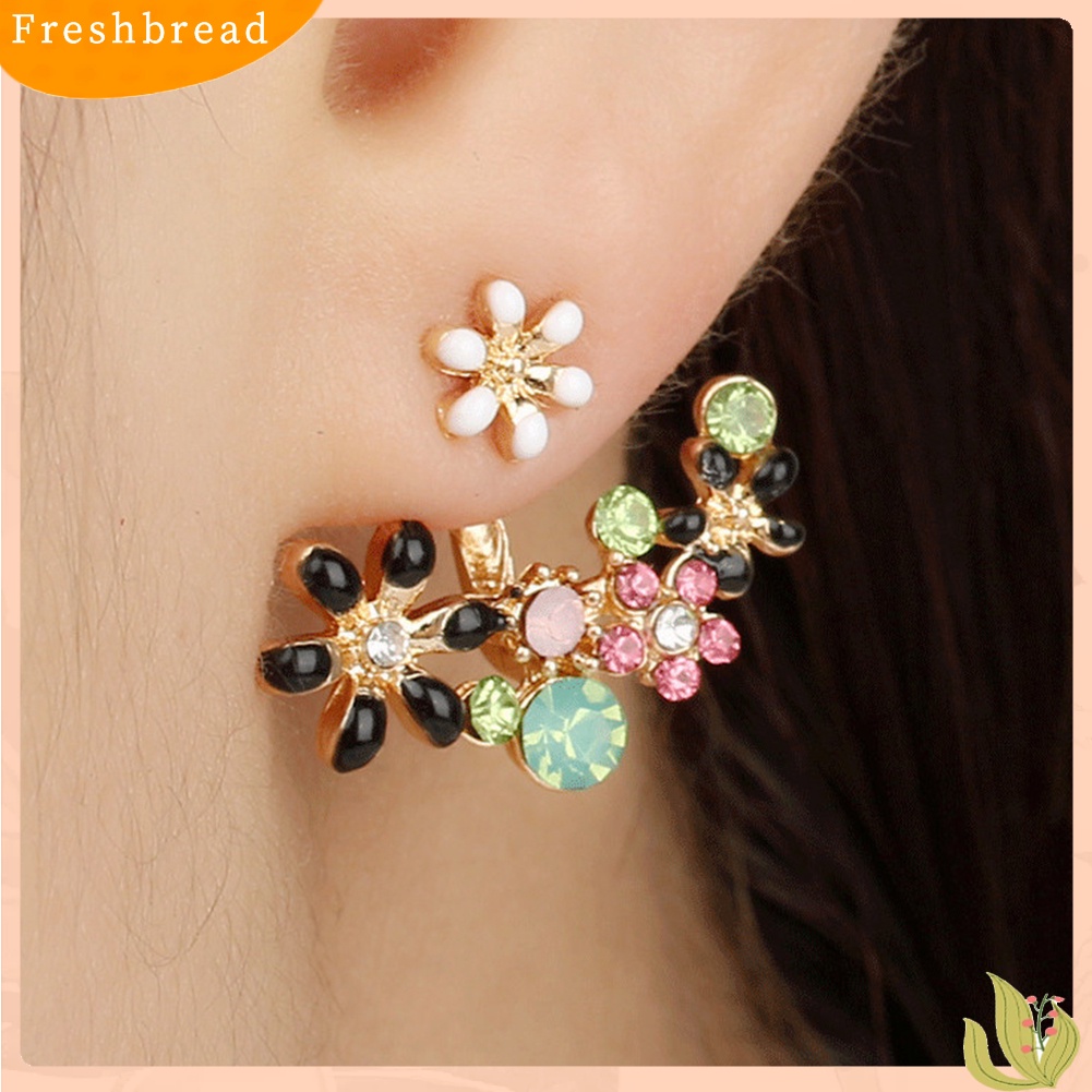 &lt; Freshbread &gt; Multicolor Elegan Wanita Berlian Imitasi Hias Bunga Anting Pesta Perjamuan Perhiasan