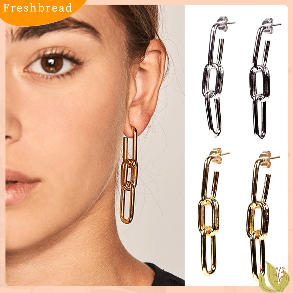 < Freshbread > 1pasang Menjuntai Anting Persegi Panjang Liontin Rantai Retro Berkilau Pengerjaan Halus Dekorasi Kepribadian Vintage Berlian Imitasi Niche Stud Earrings Perhiasan Aksesori
