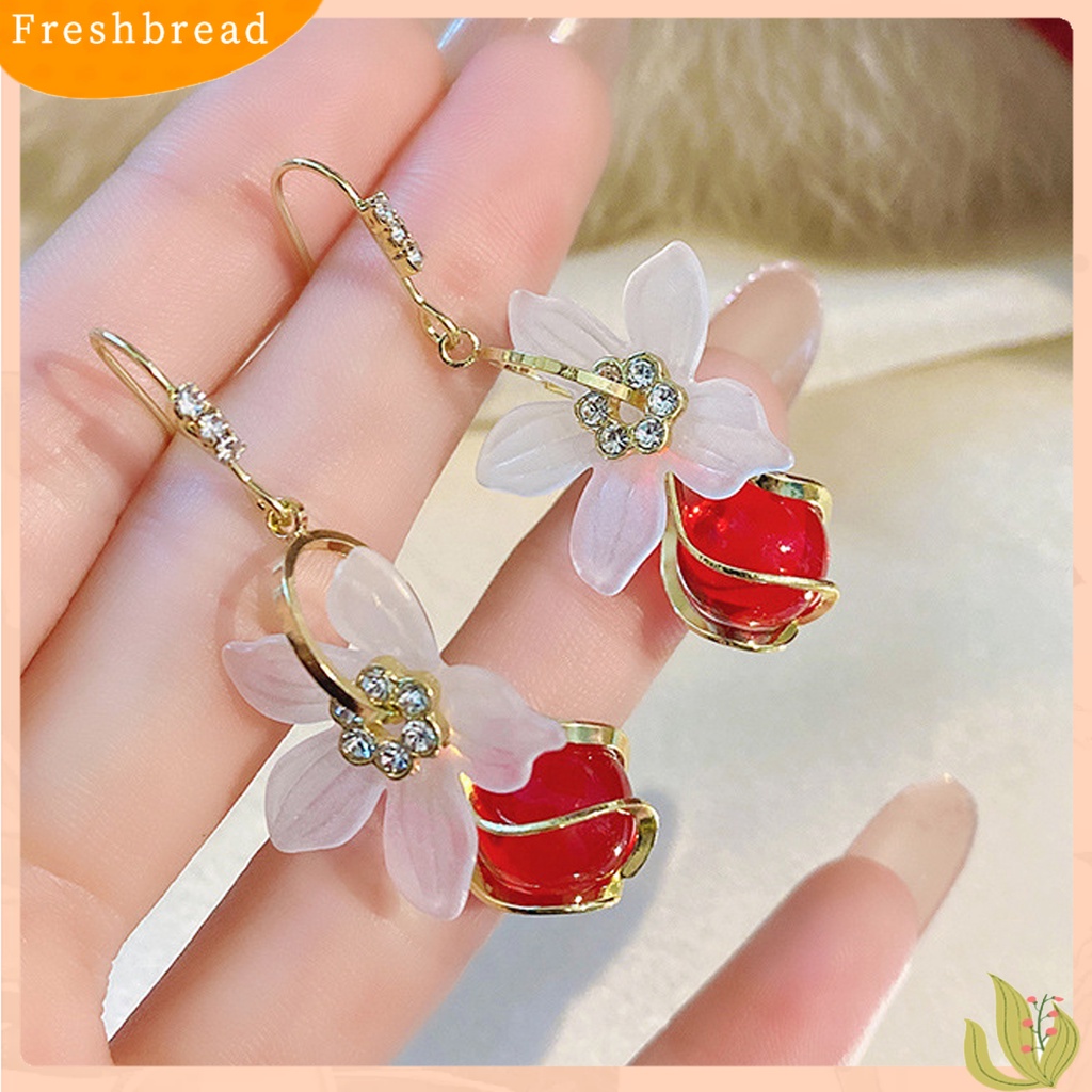 &lt; Freshbread &gt; 1pasang Anting Menjuntai Elegan Temperamental Indah Hias Meriah Wanita Manik-Manik Rumbai Liontin Anting Perhiasan Untuk Pacaran