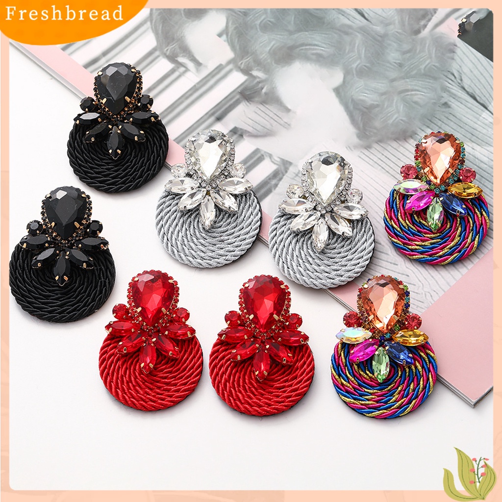 &lt; Freshbread &gt; Anting Kepribadian Berlebihan Handmade Braided Round Plaited Jewelry Ear Studs Untuk Wanita