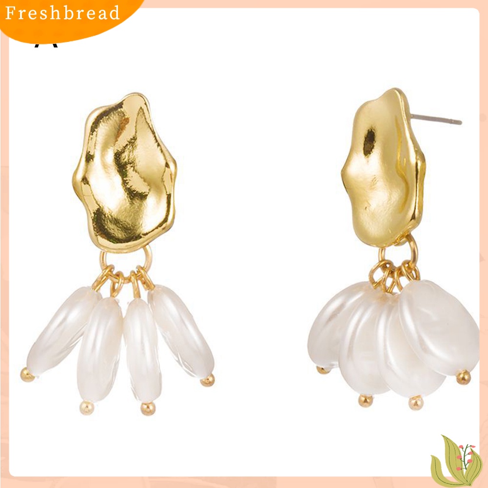 &lt; Freshbread &gt; Fashion Tidak Teratur Mutiara Imitasi Geometris Menjuntai Anting Wanita Pesta Perhiasan Hadiah