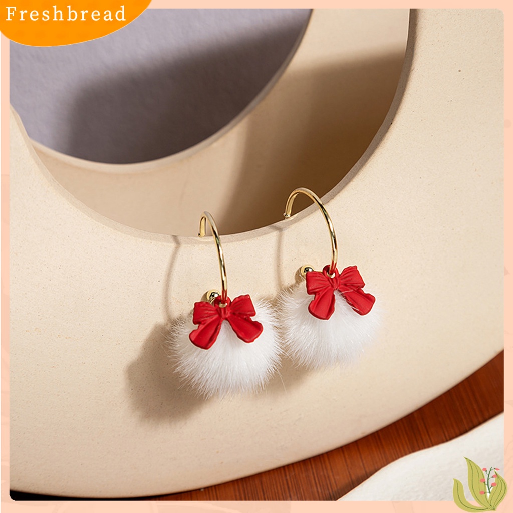 &lt; Freshbread &gt; 1pasang Anting Menjuntai Ikatan Simpul Manis Kupu-Kupu Hiasan Telinga Gaya Korea Kartun Kelinci Pompom Stud Earrings Untuk Pacaran