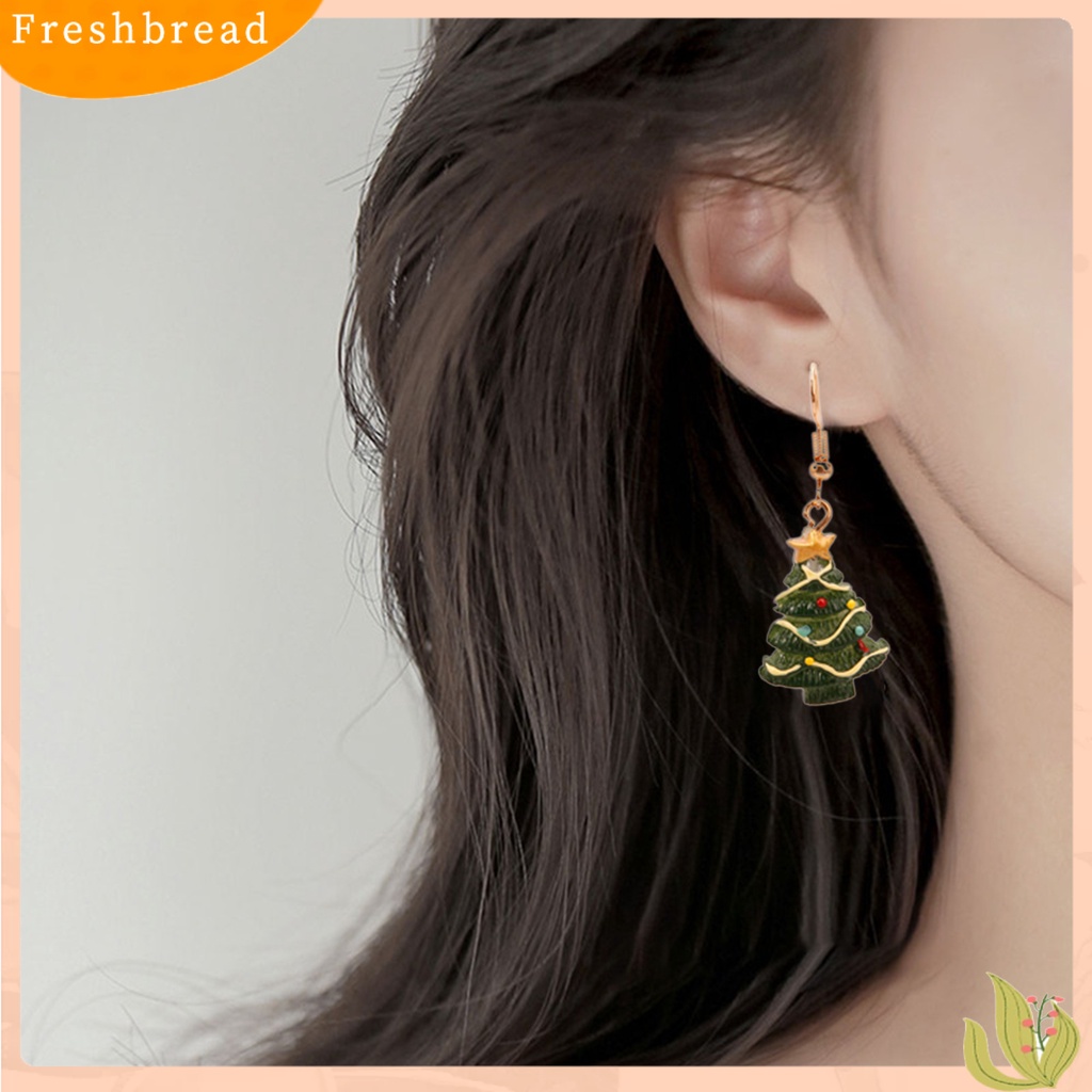 &lt; Freshbread &gt; 1pasang Anting Natal Santa Claus Wreath Aksesori Rusa Kaus Kaki Anting Menjuntai Untuk Natal