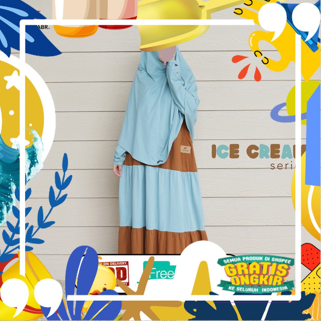 Baju Syari Gamis Wanita Terbaru Ice Cream Series Kaos Dhikr & Sabr/ kopel ibu copel couple