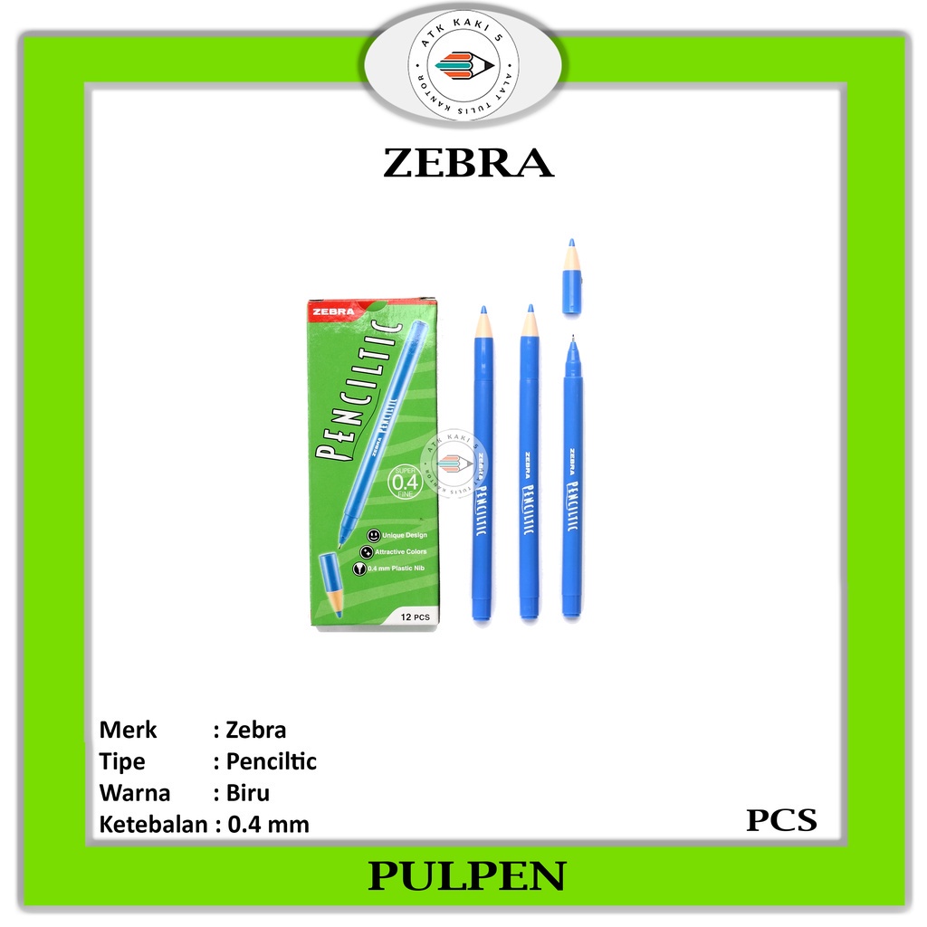 

ZEBRA - Pulpen Penciltic 0.4 Warna Biru - Harga Satuan