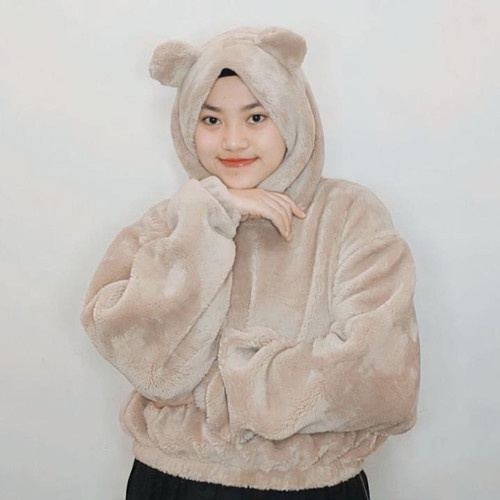 INDO - Jaket Sherpa Crop Hoodie Wanita Viral Terbaru 2023 | Sherpa Jacket Crop Wanita Bear Jaket Bulu Termurah