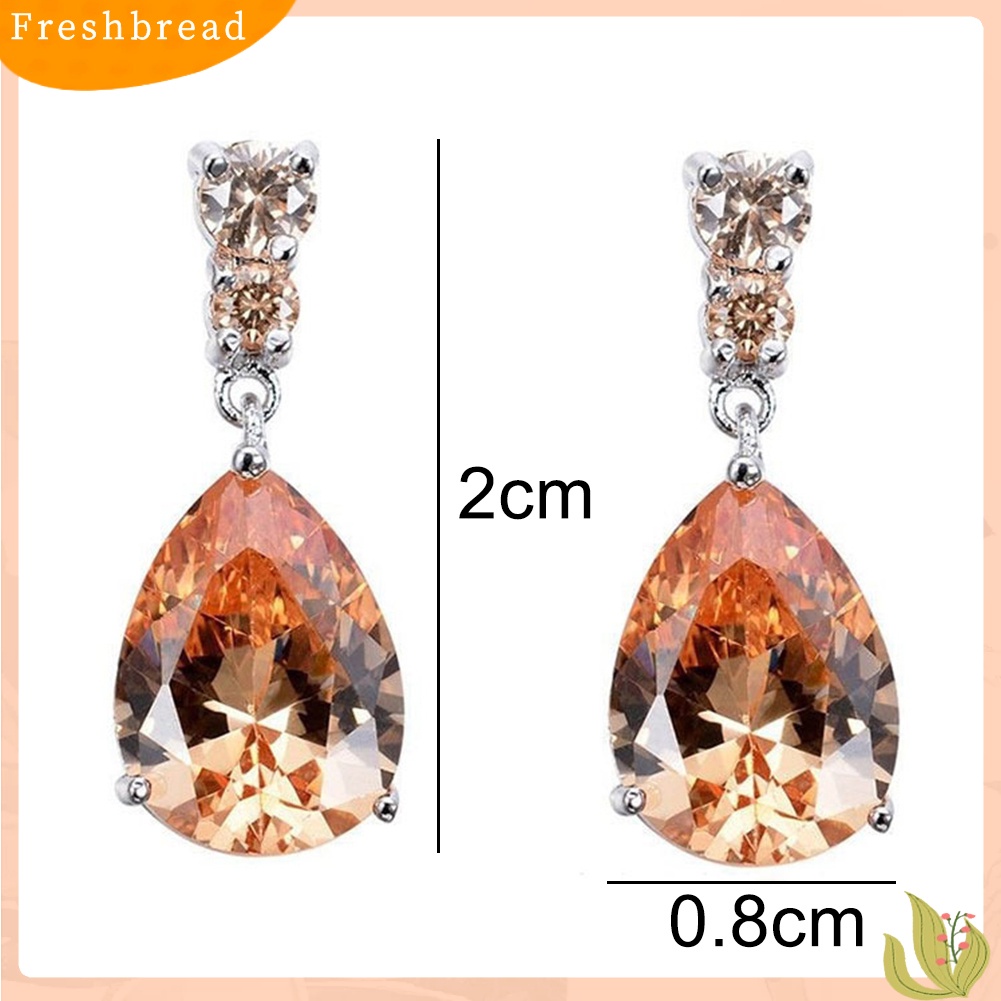 {In Stock} Fashion Wanita Teardrop Cubic Zirconia Hias Menjuntai Stud Earrings Perhiasan Hadiah