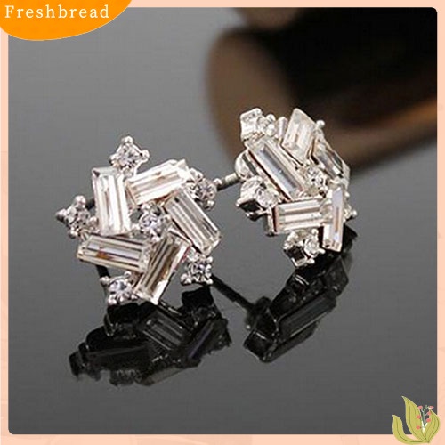 {In Stock} Kincir Angin Beruntung Wanita Berlian Imitasi Warna Perak Ear Stud Earrings Perhiasan Pesta