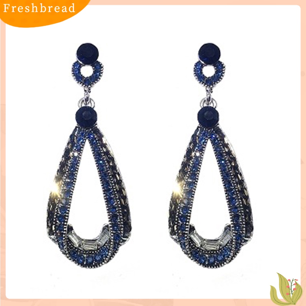 {In Stock} Anting Drop Gaya Vintage Bentuk Tetesan Air Pengerjaan Halus Batu Biru Pear Drop Earring Untuk Pesta