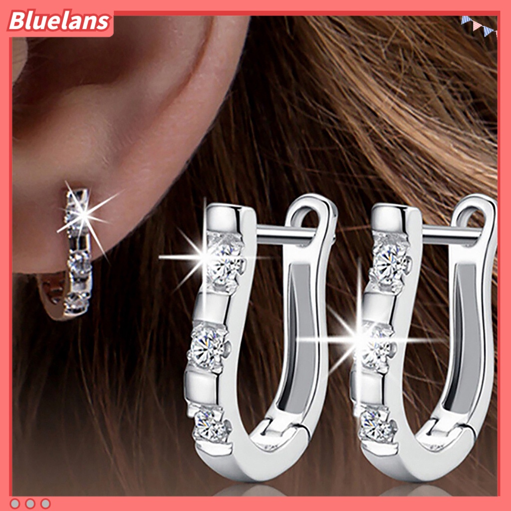 {In Stock} 1pasang Fashion U-Shape Cubic Zircon Hias Wanita Pesona Perhiasan Pesta Anting Tindik