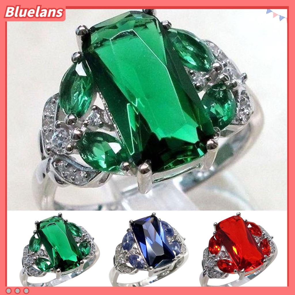 {In Stock} Lebar Pengerjaan Indah Wanita Cincin Paduan Permata Imitasi Berlian Imitasi Pernikahan Band Perhiasan Aksesori