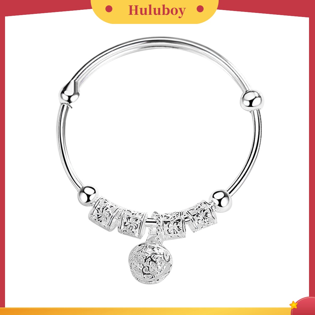 {Ready Stock} Fashion Wanita Perak Berlapis Bola Berongga Pesona Bangle Gelang Perhiasan Hadiah