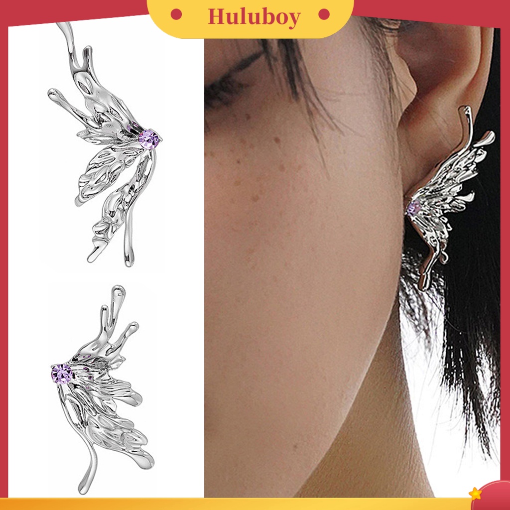 {Ready Stock} 1pasang Anting Pejantan Cairan Keren Aesthetic Gaya Punk Bentuk Kupu-Kupu Anting Performa Perhiasan Wanita