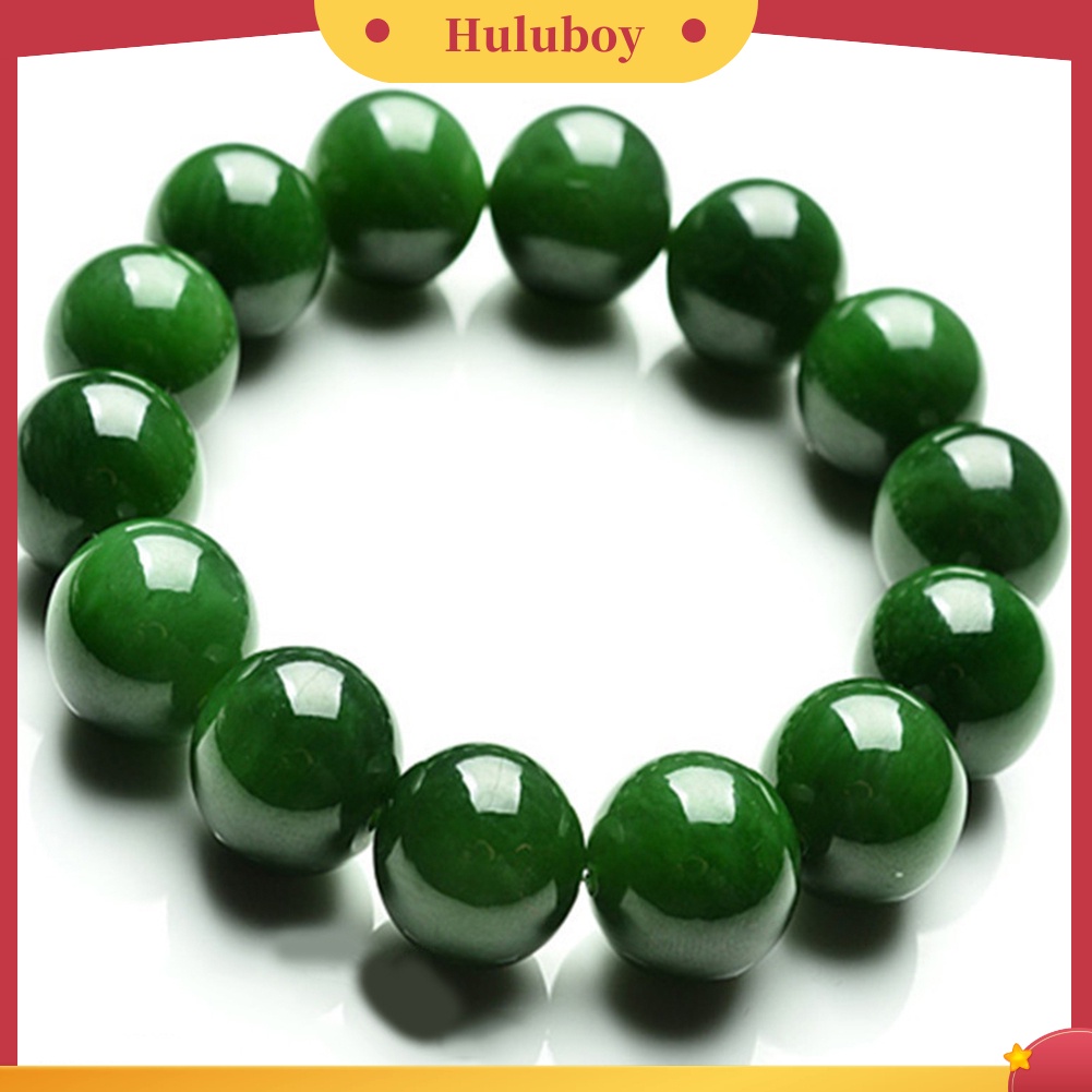 {Ready Stock} Natural 10mm Hijau Tua Faux Jade Putaran Beads Melar Bangle Gelang Hadiah