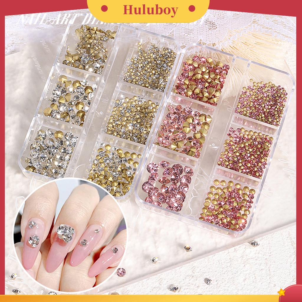 {In Stock} 1kotak Dekorasi Nail Art Berkilau Mempesona Efek Visual Warna Cerah Bentuk Reguler Serba Guna Bersinar 3D Hiasan Kuku Berlian Imitasi Untuk Toko Manicure