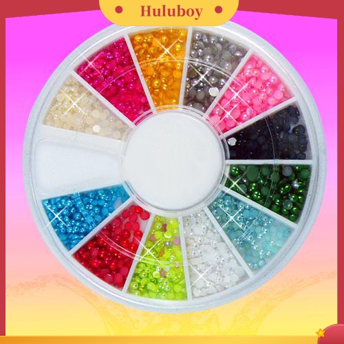 {In Stock} 500 Pcs Multi-Warna 3D Datar Kembali Setengah Bulat Mutiara Imitasi DIY Dekorasi Nail Art