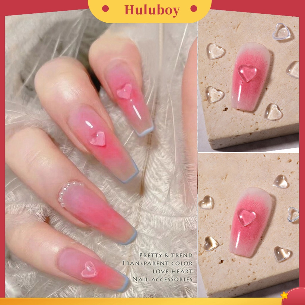 {In Stock} 20Pcs Dekorasi Kuku Transparan Bentuk Indah Mempesona Efek Visual Ramah Lingkungan 3D Cinta Hati Nail Art Decor Manicure Jewelry Untuk Salon Kuku