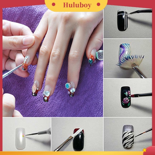 {In Stock} 12x Nail Art Polish Lukisan Serut Pens Brush Tips Tools Set UV Gel Nail Brushes