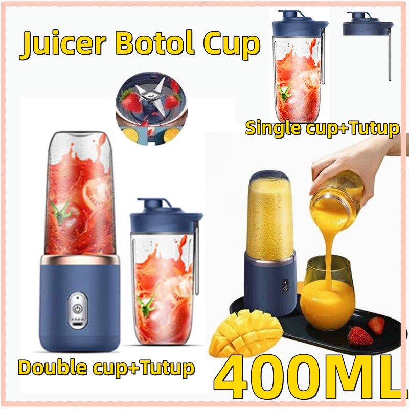 【COD】Juice Blender Portable Juicer Botol Cup Elektrik Mini Mixer Ice Crusher 400ML USB Electric Blender Kapsul Blender Portable Juice Blender Mini