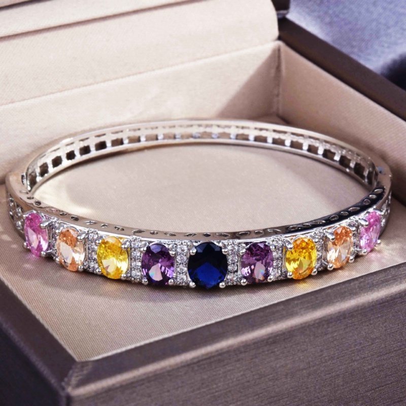 Goldkingdom Aksesoris Perhiasan Fashion Ready Stock Definisi Tinggi Desain Perhiasan Warna Alami Gelang Tourmaline Harta Karun Warna-Warni Gesper Gelang Perempuan