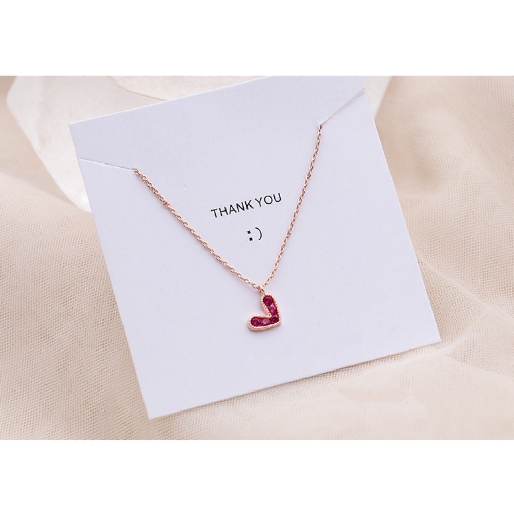 Goldkingdom Fashion Perhiasan Aksesoris Ready Stock Perak Disepuh Merah Cinta Kalung Wanita Korea Sederhana Peach Hati Liontin Rose Gold Disepuh Cewek Kerah Rantai