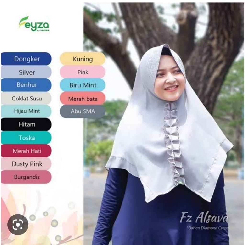 PRODUSEN Jilbab Instan Feyza Alsava - Bergo Instan Diamond Crepe