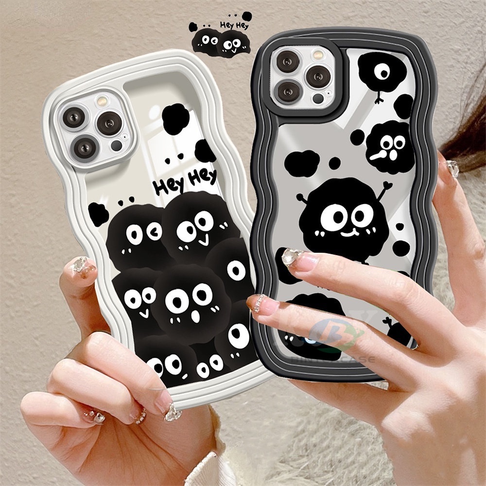 Redmi10 9C 10C 10A 9A 9T Redmi Note11 Pro Note11S Note10 5G 10s Note9 Note8 Poco M5S X3 NFC M3 Hitam Kartun Lucu Fashion Joy Bola Batubara Tepi Melengkung TPU Phone Case Binteacase