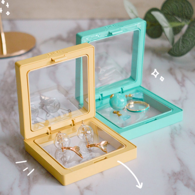 We Flower Transparan 3D PE Bingkai Apung Kotak Penyimpanan Perhiasan Display Stand Case Untuk Cincin Anting Kalung Gelang Portable Travel Jewellery Organizer Gift Box