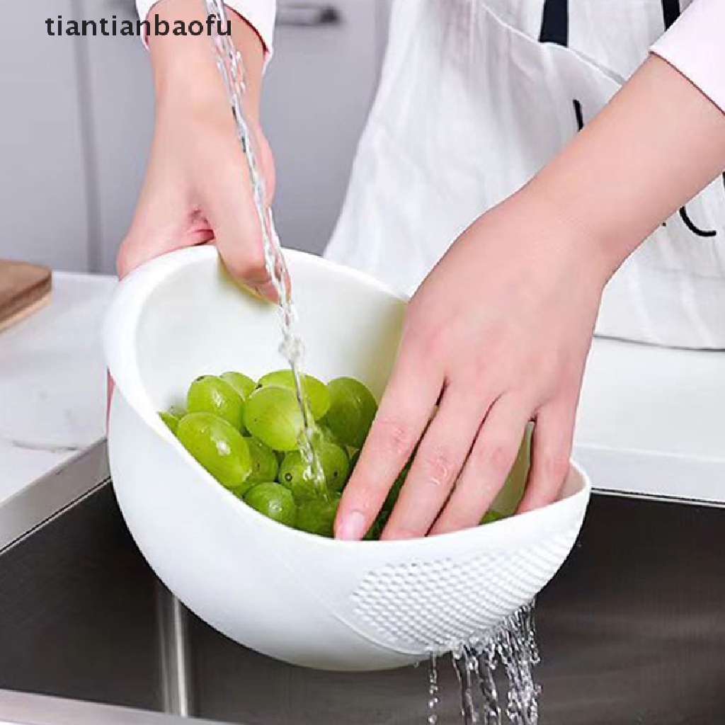 [tiantianbaofu] Saringan Beras Plastik Colander Kitchen Drain Basket Dengan Gagang Strainer Basket Butik