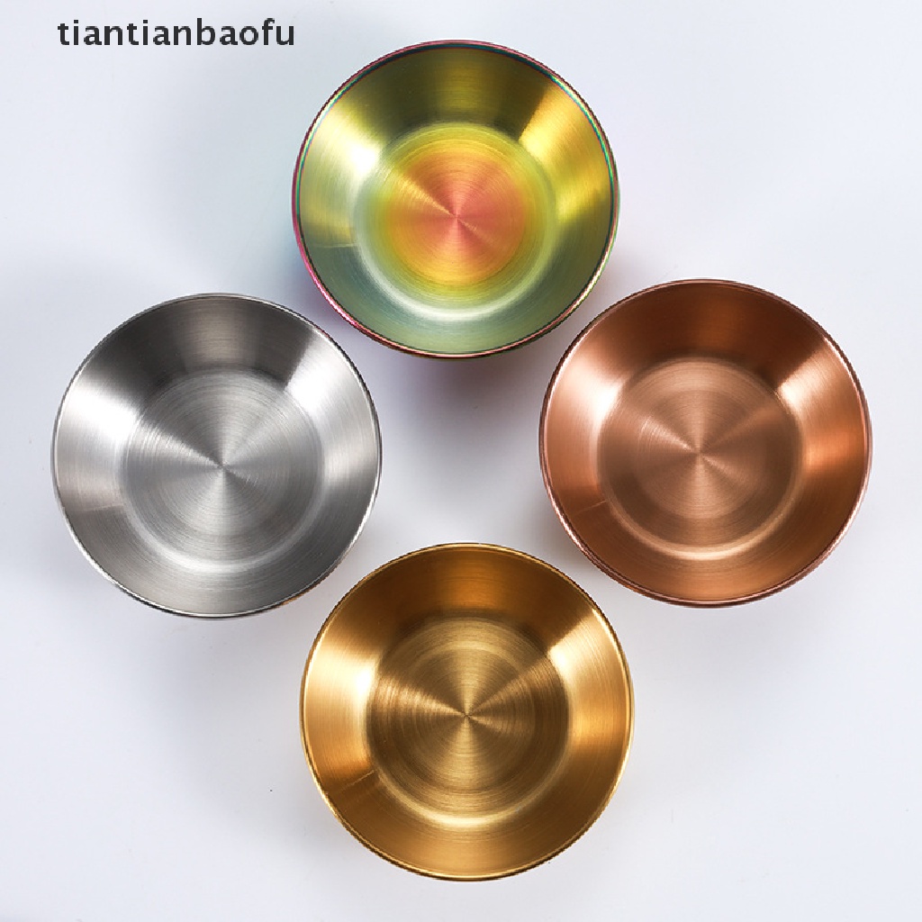 [tiantianbaofu] Piring Kecap Stainless Steel Bulat Piring Kecil Golden Sauce Seasoning Dish Butik