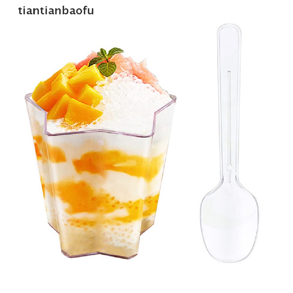 [tiantianbaofu] 5/10pcs 70ml Pentagram Shaped Mousse Cup Plastik Transparan Dessert Bowl Butik