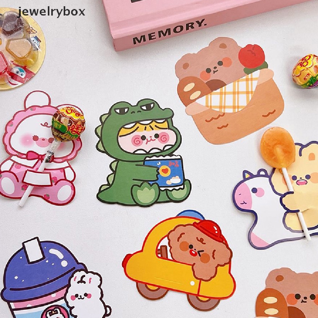 [jewelrybox] 50pcs/pack Kartu Dekorasi Kartun Lolipop Kertas Permen Lollipop Perlengkapan Butik