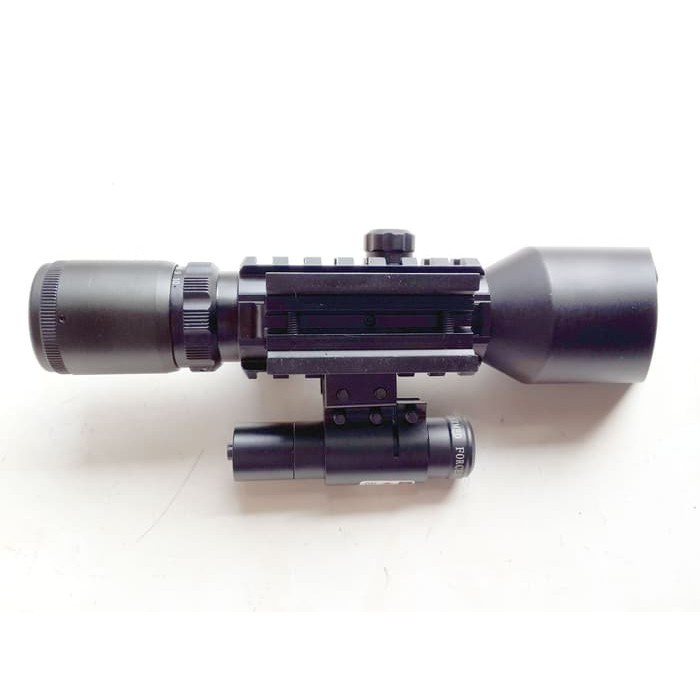 Telescope Teleskop Rifle Scope + Laser Scope ACCURATE M9 LS 3-10x42 E