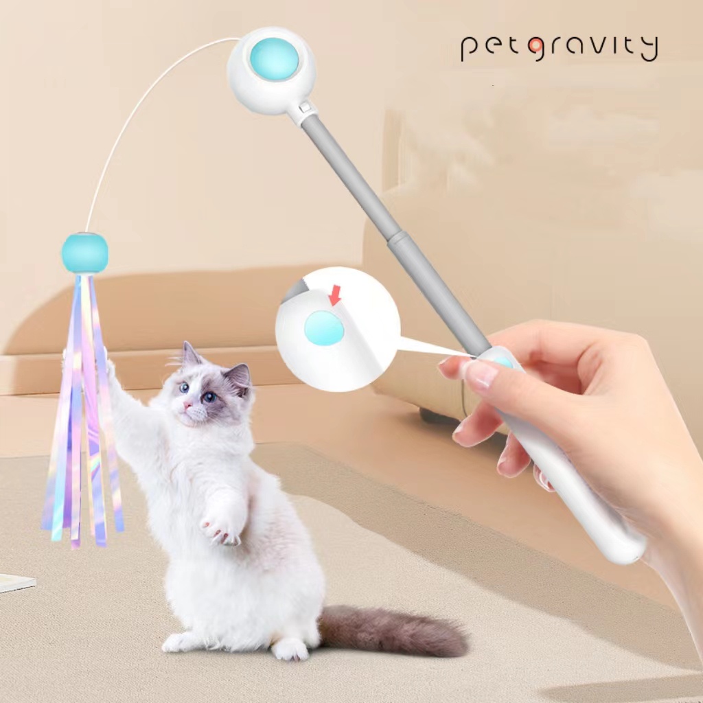 Mainan Kucing Automatic Retractable Bulu Penggoda Mainan Tongkat Interaktif/Cat teaser Cat toy