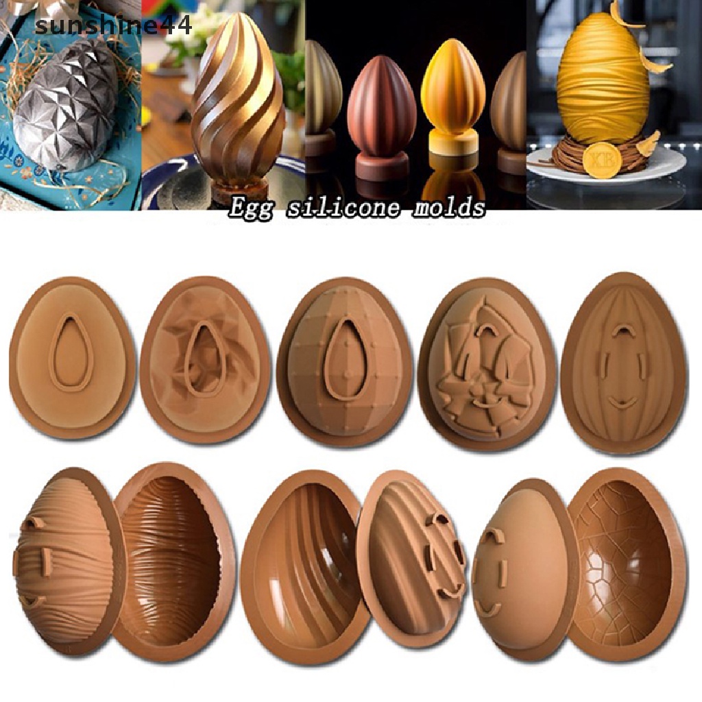 Sunshine Easter Eggs Silicone Mold DIY Coklat 3D Pecah Cetakan Telur Kue Dessert Baking ID