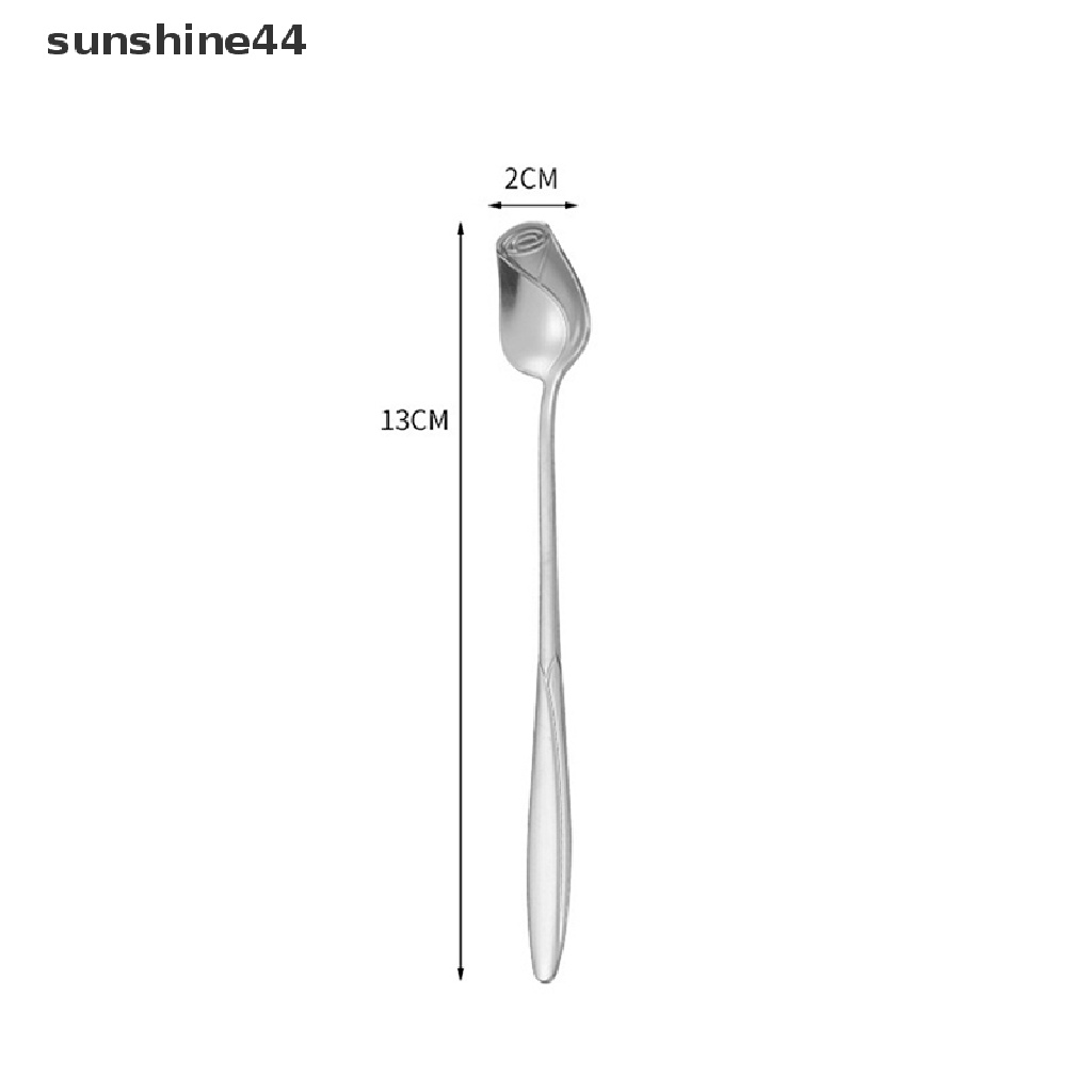 Sunshine Sendok Pencampur Mawar Stainless Steel Gagang Panjang Sendok Teh Kopi Untuk Dessert Madu ID