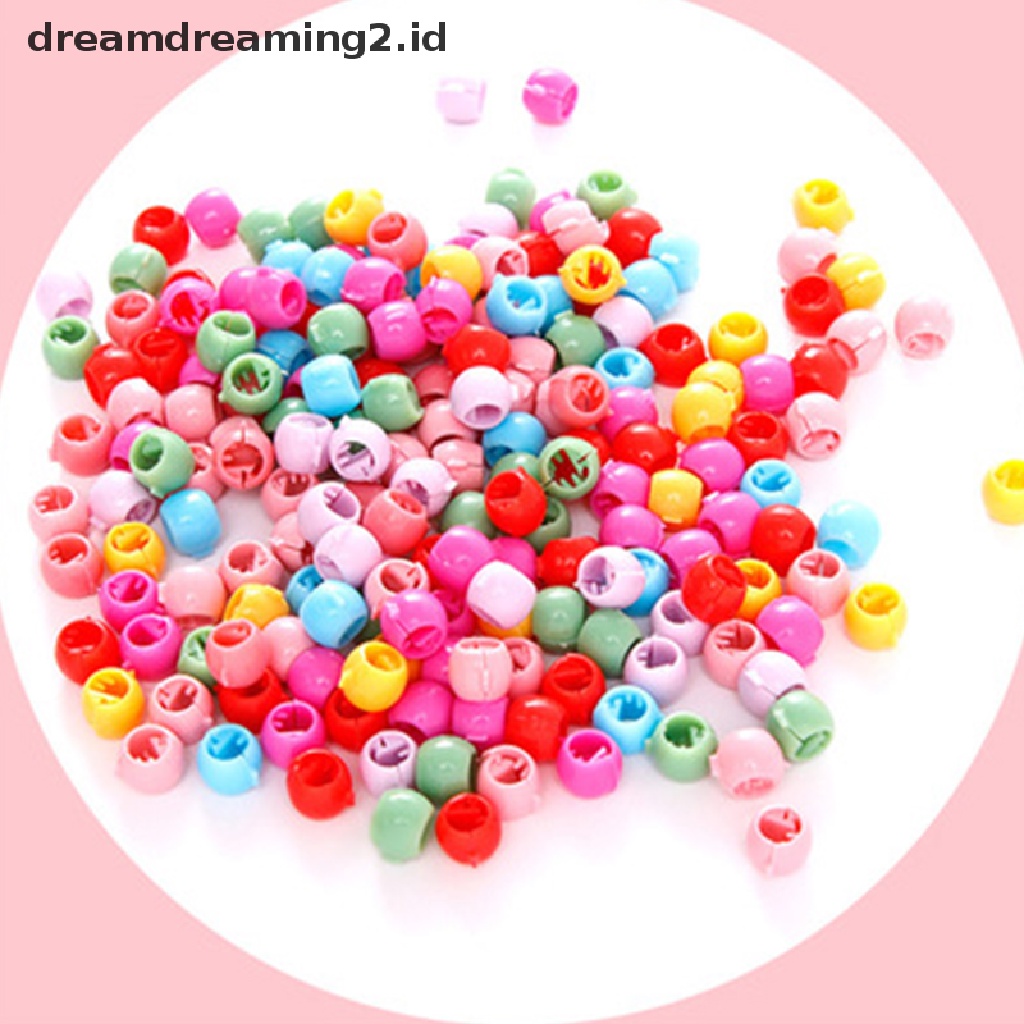 (dream) Lovely Beads Jepit Rambut Untuk Anak Perempuan Warna Permen Bahan Plastik Klip Rambut Mini Barrette//