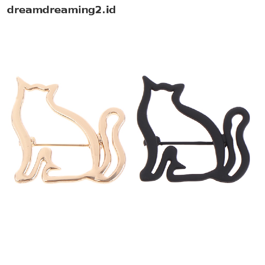 (hot) Bros Kucing Kecil Berongga Lucu Untuk Wanita Kepribadian Selendang Jas Sweater Pin//