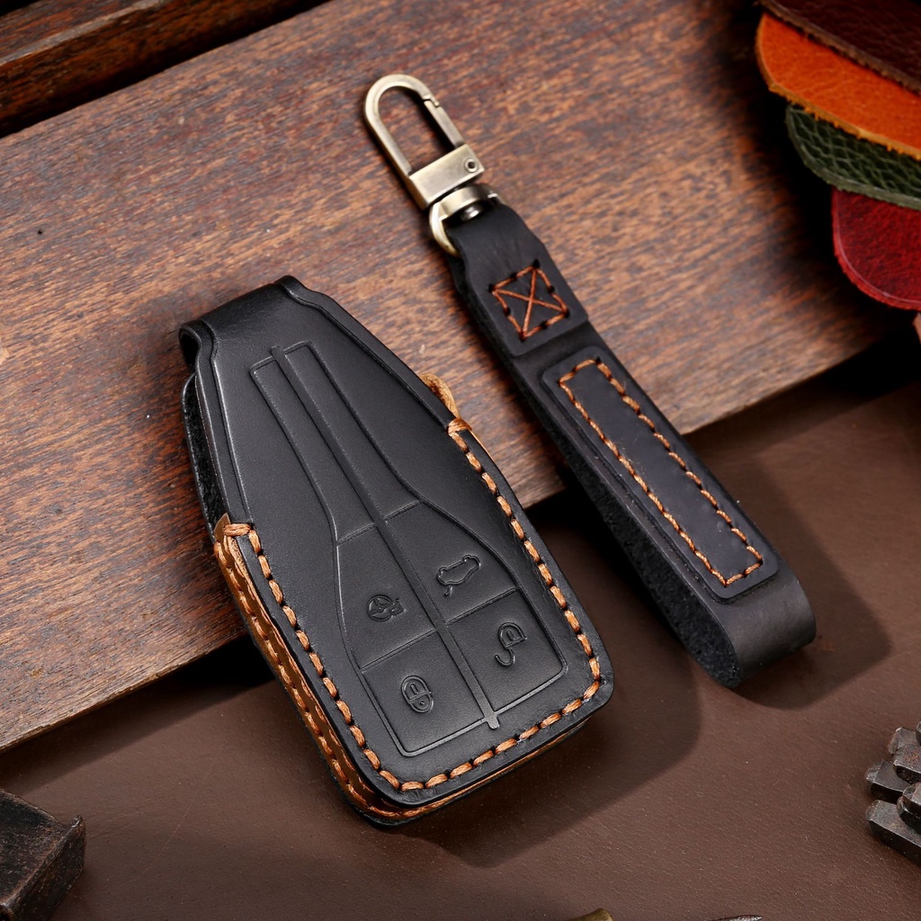 Kulit Asli Case Kunci Mobil Cover Fob Shell Untuk Hongqi H5 H7 H9 HS5 HS7 E-HS9 Car Key Case Aksesoris Mobil