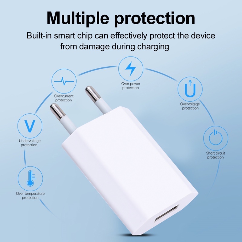 Universal Portable 5V1A Standar Eropa PC+ABS Plastik USB Charging Head Premium Kompatibel Ringan Travel Charger Plug Adapter