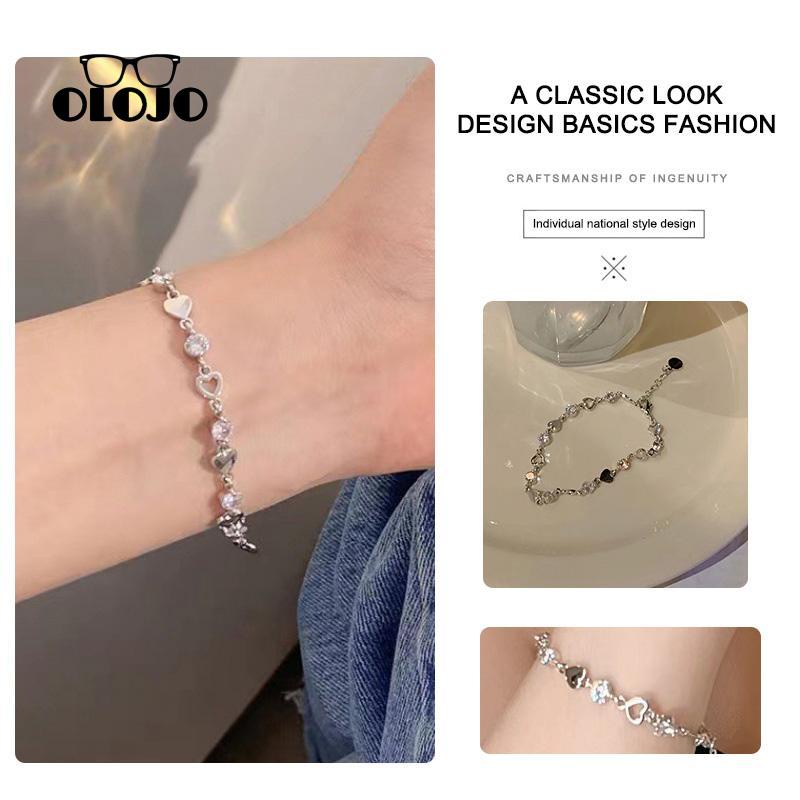 【COD】Cinta Berlian Gelang Wanita Gaya Keren Cahaya Mewah High-end Rasa Pacar Handwear