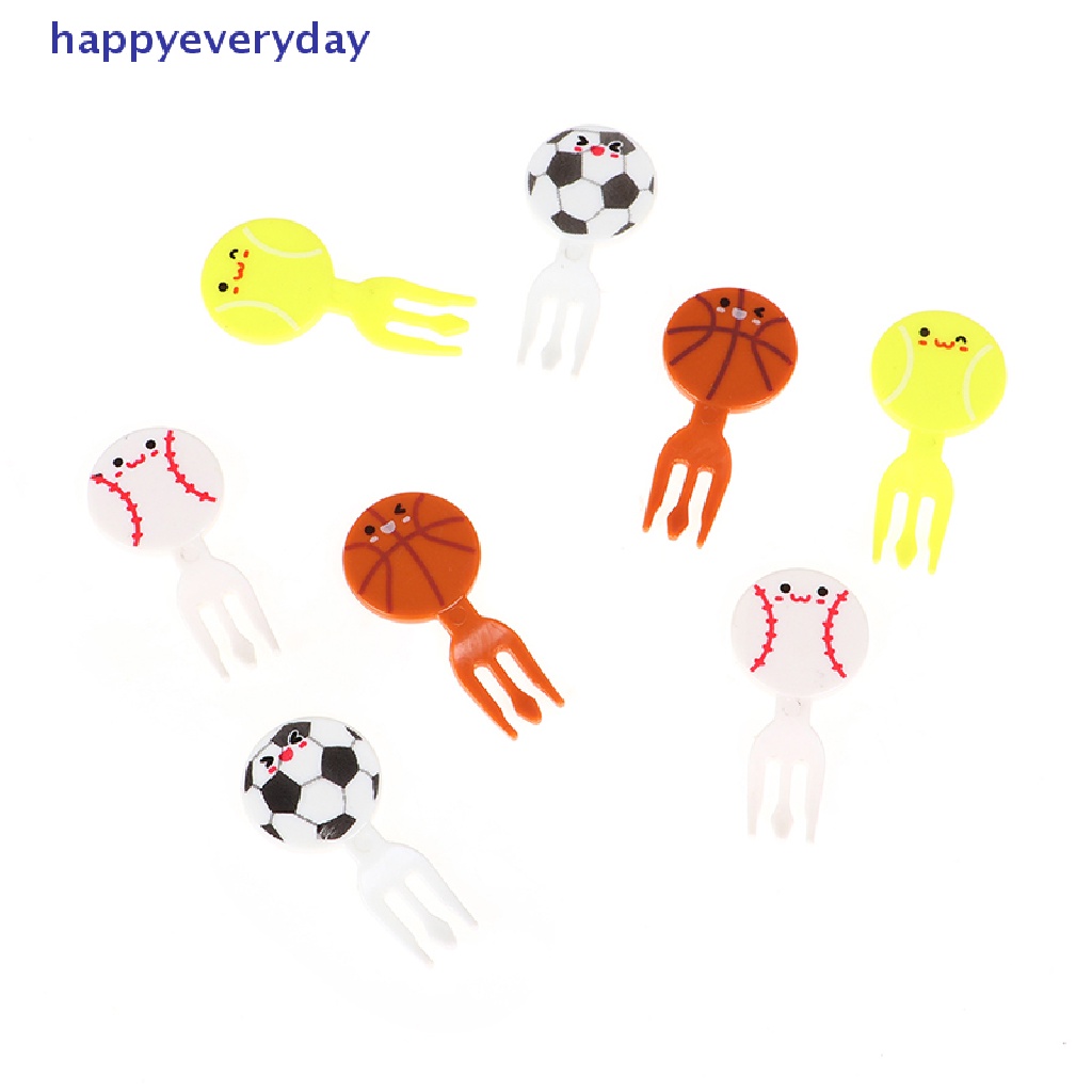 [happy] 8pcs Mini Football Sport Garpu Buah Kartun Snack Kue Dessert Makanan Tusuk Gigi [ID]